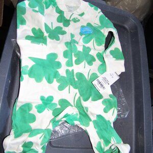 NWT Baby footie Sleeper March St Patricks Day Clover 3mo